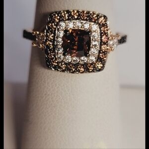 R505 Chocolate & White Diamond  Rose Gold Engagement Ring Size 6.5